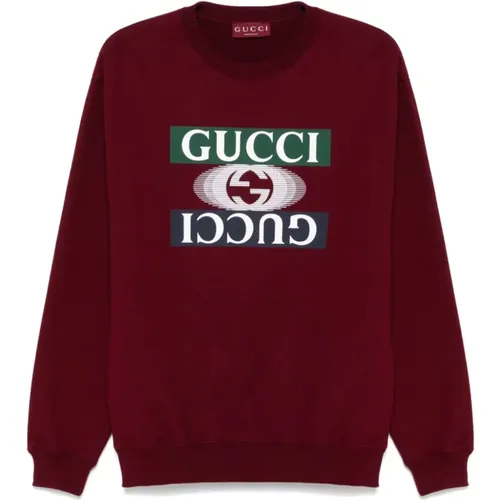 Bordeaux Sweater with Logo Print , male, Sizes: S - Gucci - Modalova