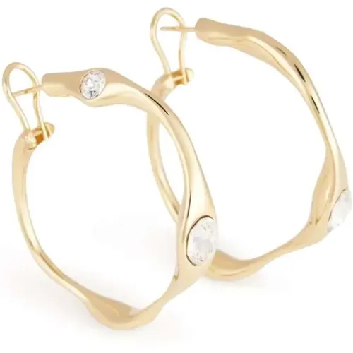 Gold-tone Crystal Hoop Earrings , female, Sizes: ONE SIZE - Ami Paris - Modalova