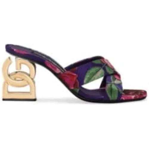 Floral-Jacquard Mules , female, Sizes: 3 UK, 5 1/2 UK, 4 1/2 UK - Dolce & Gabbana - Modalova