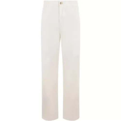 Weiße Wide Leg Jeans mit Pegasus-Knöpfen,Weiße Blumenjeans mit Pegaso-Stickerei - ETRO - Modalova
