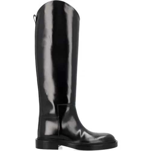 Leather Knee-High Horse Boots , female, Sizes: 7 UK, 4 UK, 6 UK, 3 UK, 5 UK - Jil Sander - Modalova