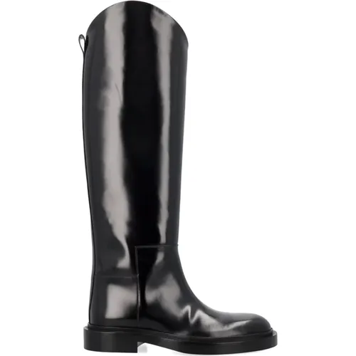 Leather Knee-High Horse Boots , female, Sizes: 7 UK, 4 UK, 6 UK, 5 UK - Jil Sander - Modalova