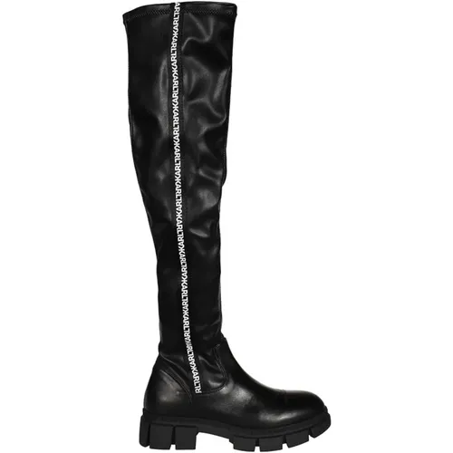 Overknee-Stiefel mit seitlichen Streifen und Logo - Karl Lagerfeld - Modalova