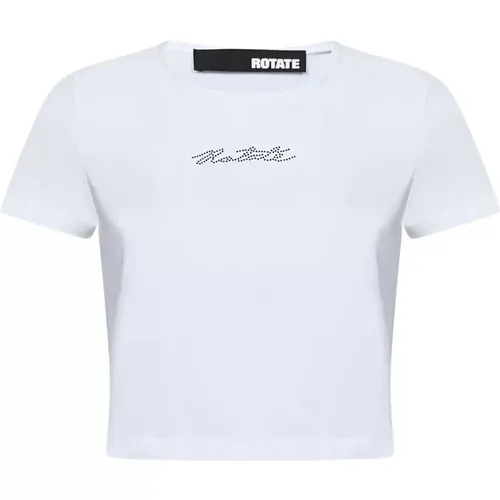 Kristall Logo Weißes T-Shirt , Damen, Größe: M - Rotate Birger Christensen - Modalova