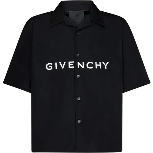 Schwarzes Hemd mit Knopfleiste und -Signatur - Givenchy - Modalova