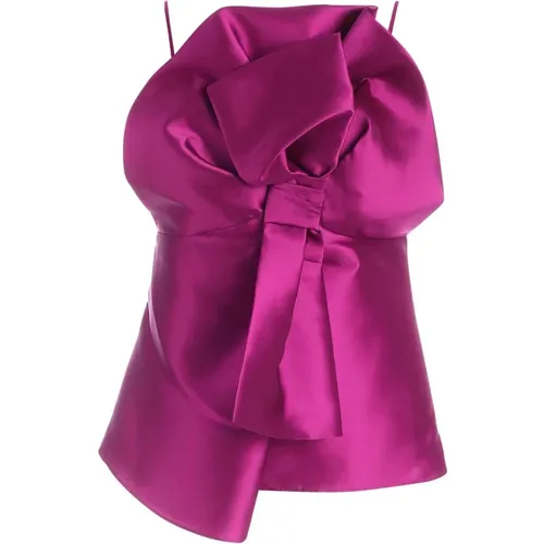 Fuchsia Seidenmischung Maxi Bow Top , Damen, Größe: S - alberta ferretti - Modalova