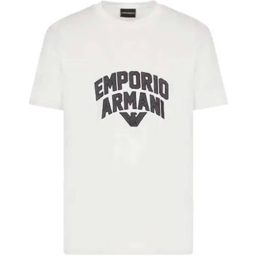 Short Sleeve Tencel Jersey T-Shirt with Eagle Patch Logo , male, Sizes: XL - Emporio Armani - Modalova