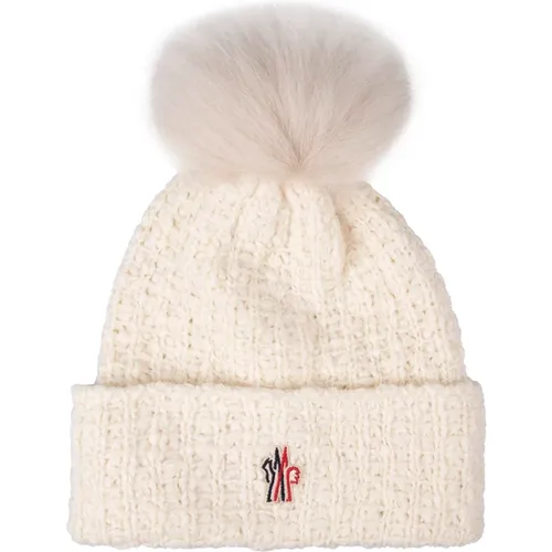 Knit Beanie with Logo Pompom , female, Sizes: ONE SIZE - Moncler - Modalova