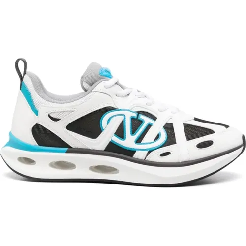 Klare Blaue Mesh-Sneakers VLogo Signatur,Weiße flache Schuhe Eleganter Stil - Valentino Garavani - Modalova