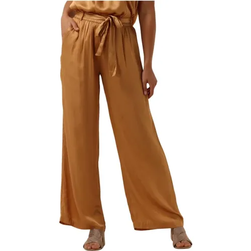 Camel Satinhose , Damen, Größe: XL - Summum Woman - Modalova