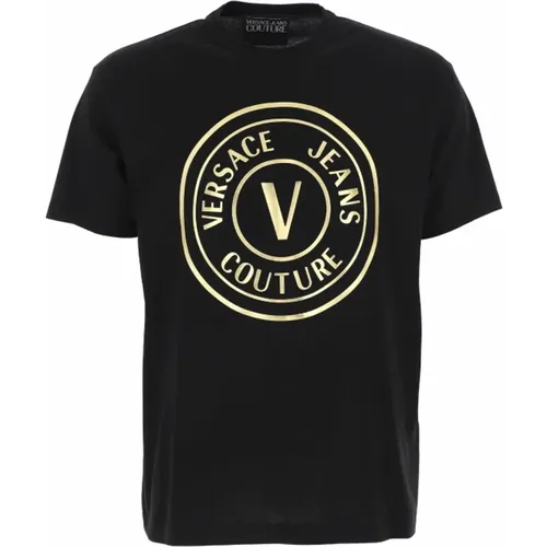 Schwarze T-Shirts und Polos , Herren, Größe: M - Versace Jeans Couture - Modalova