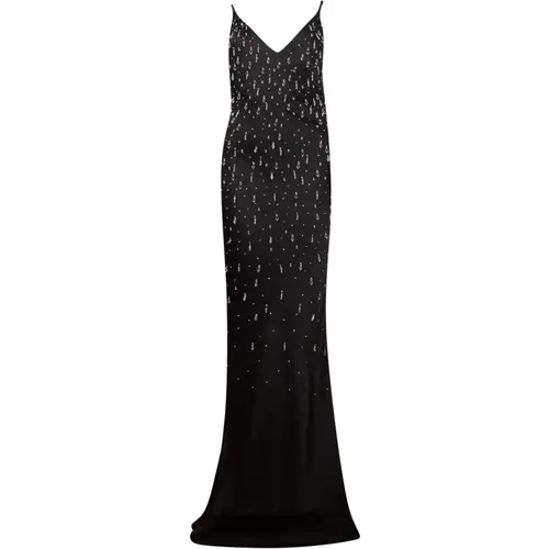 Rhinestone V-Neck Long Dress , female, Sizes: M - Amen - Modalova