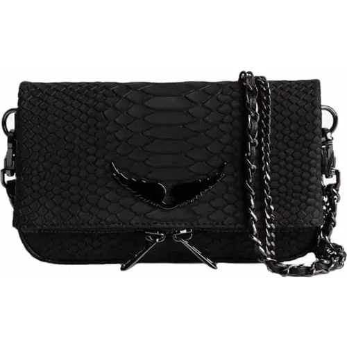 Iconic Rock Clutch Tasche aus schwarzem Pythonleder - Zadig & Voltaire - Modalova