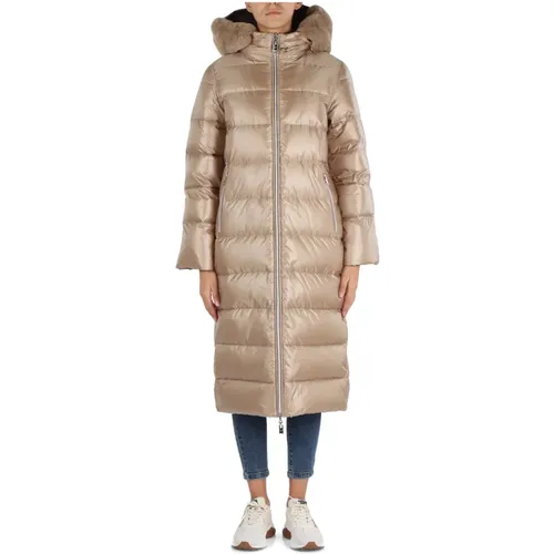 Reversible Long Puffer Jacket with Fur Detail , female, Sizes: M, L, XS - Diego M - Modalova