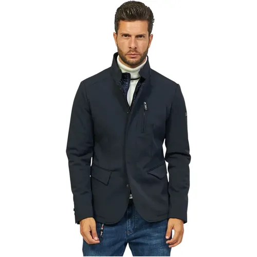 Eleganter Blauer Herrenmantel mit Innenweste , Herren, Größe: XL - YES ZEE - Modalova