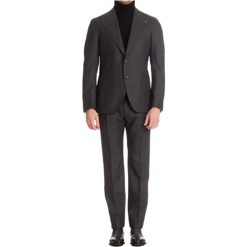 Grey Single Breasted Suit with Maxi Revers , male, Sizes: S - Tagliatore - Modalova
