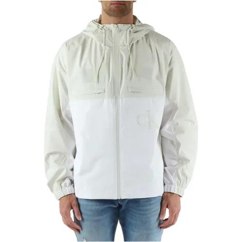 Technical fabric hooded jacket with logo , male, Sizes: S, XL, M, L - Calvin Klein Jeans - Modalova