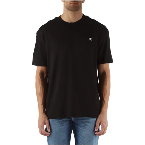 T-Shirt mit geprägtem Logo aus Baumwolle , Herren, Größe: S - Calvin Klein Jeans - Modalova