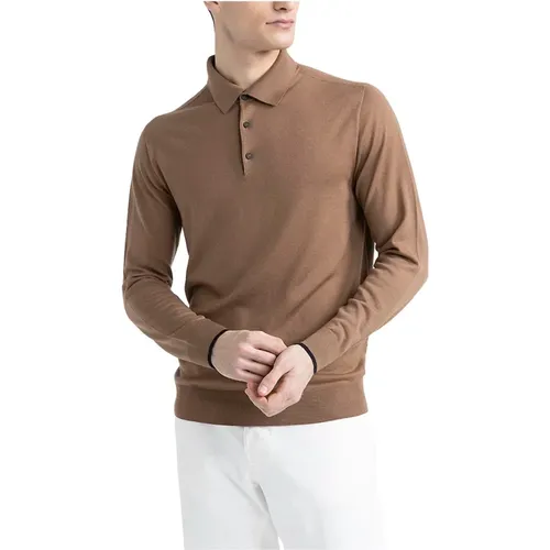 Reiner Wollpullover mit Poloshirt-Kragen , Herren, Größe: L - PESERICO - Modalova