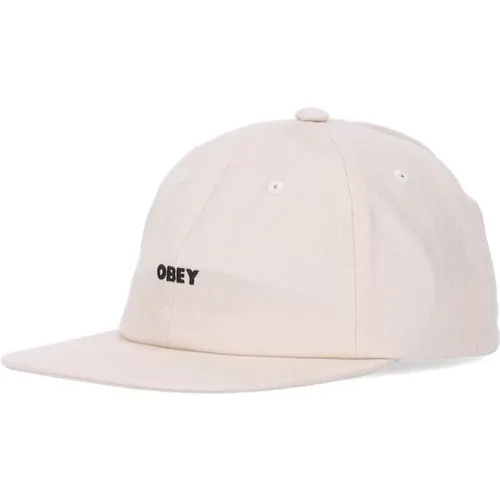 Flat Brim Strapback Cap Unbleached Cotton , male, Sizes: ONE SIZE - Obey - Modalova