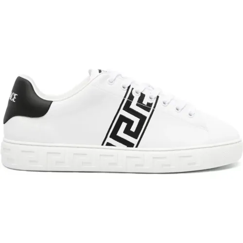 Weiße Sneakers mit Greca-Stickerei - Versace - Modalova