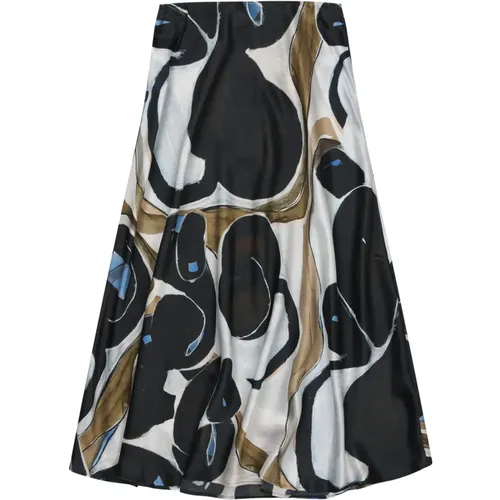 Silk Skirt with Abstract Print , female, Sizes: 2XL, L, XS - Munthe - Modalova