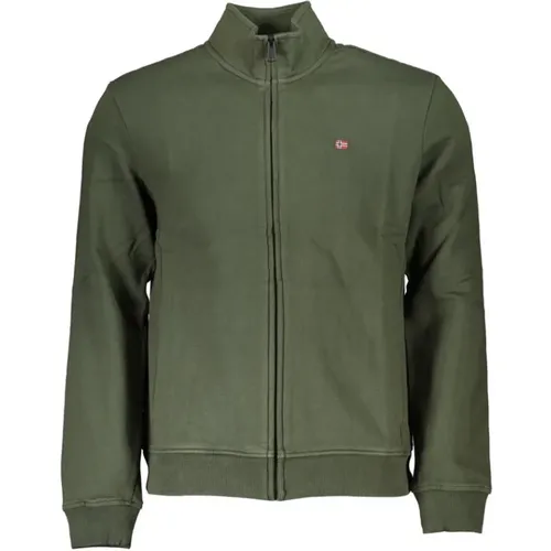 Grüner Fleece-Zip-Sweatshirt , Herren, Größe: XL - Napapijri - Modalova