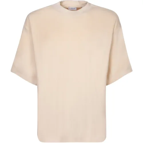 Weißes Baumwoll-T-Shirt Rundhals Kurzarm , Herren, Größe: XS - Burberry - Modalova