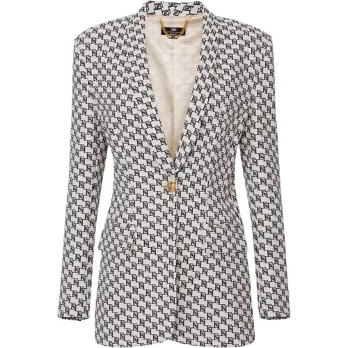 Logo Print Crepe Jacke , Damen, Größe: 2XS - Elisabetta Franchi - Modalova