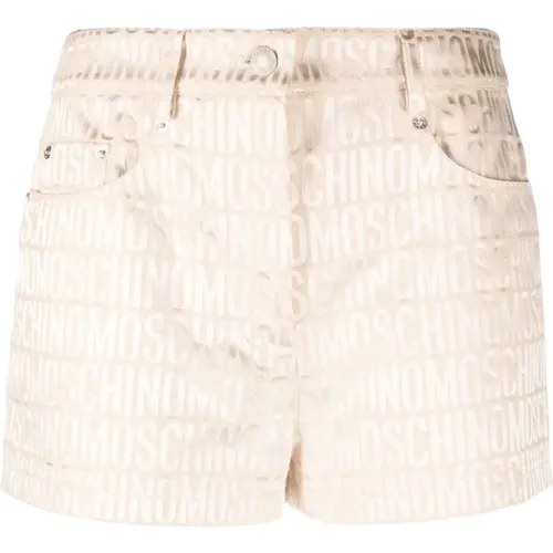 Weiße Jacquard Logo Shorts , Damen, Größe: S - Moschino - Modalova