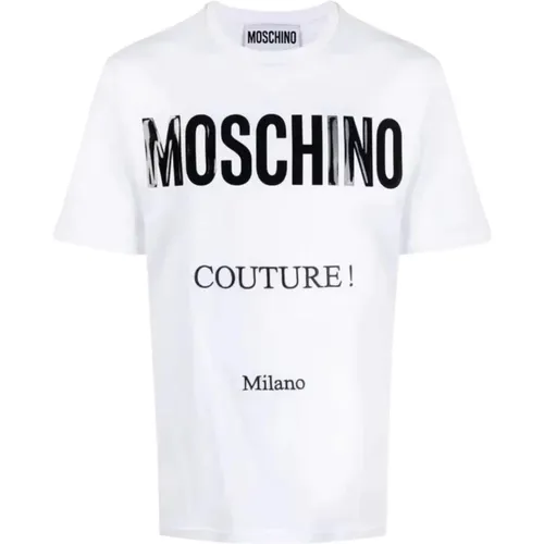Weißes Logo-geprägtes T-Shirt - Moschino - Modalova