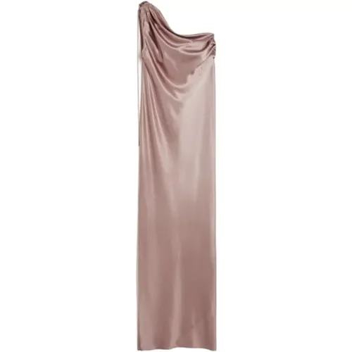 One-shoulder silk dress with draped detail , female, Sizes: XS, S - Max Mara - Modalova