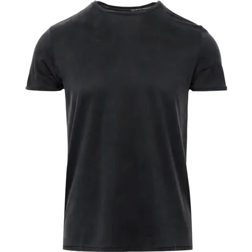 Schwarzes Baumwoll-T-Shirt mit Rundhalsausschnitt , Herren, Größe: 3XL - RRD - Modalova