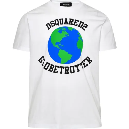 Globetrotter Baumwoll T-Shirt , Herren, Größe: M - Dsquared2 - Modalova