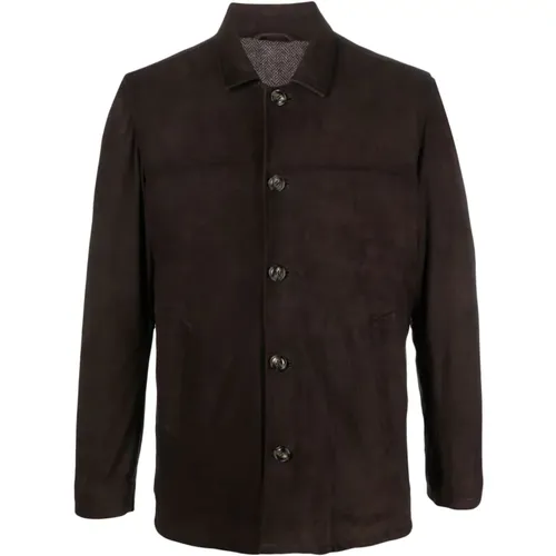 Leather jacket , male, Sizes: M - Barba - Modalova