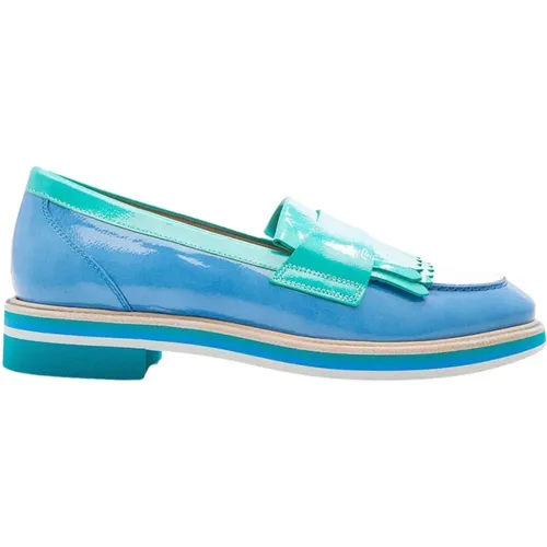 Blau Grün Weiß Leder Loafer , Damen, Größe: 40 EU - Pertini - Modalova