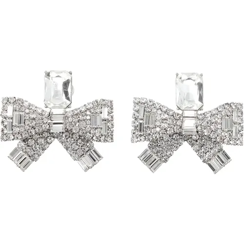 Crystal Bow Earrings Silver Jewelry , female, Sizes: ONE SIZE - Self Portrait - Modalova