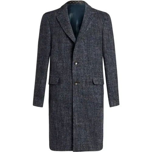 Navy Wool Blend Coat , male, Sizes: L, XL, 2XL, M - ETRO - Modalova