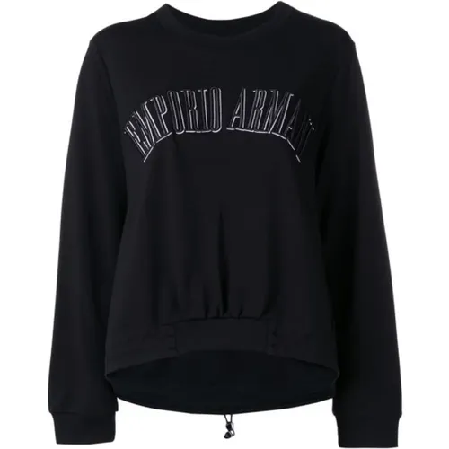 Round neck sweatshirt in viscose blend , female, Sizes: L, S - Emporio Armani - Modalova