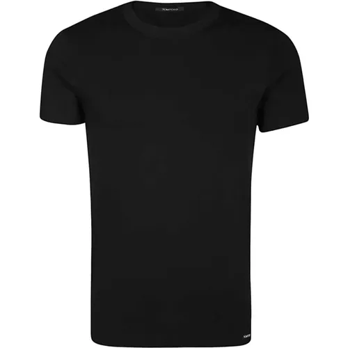 Schwarzes Stretch-Baumwoll-T-Shirt , Herren, Größe: L - Tom Ford - Modalova