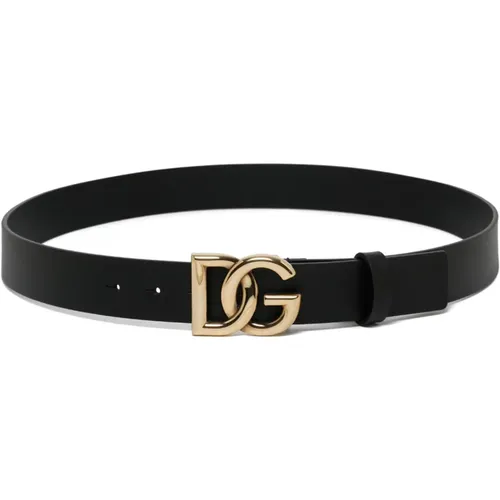 Leather Belt Logo Buckle , male, Sizes: 100 CM, 115 CM, 105 CM, 95 CM - Dolce & Gabbana - Modalova