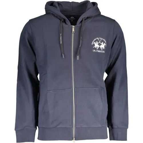 Blauer Langarm-Zip-Sweatshirt mit gesticktem Logo , Herren, Größe: M - LA MARTINA - Modalova