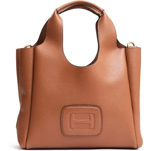 Leather shopping bag in , female, Sizes: ONE SIZE - Hogan - Modalova