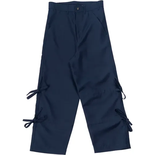Navy Polyester Pants Fm-P509-S24 , male, Sizes: M, L - Comme des Garçons - Modalova