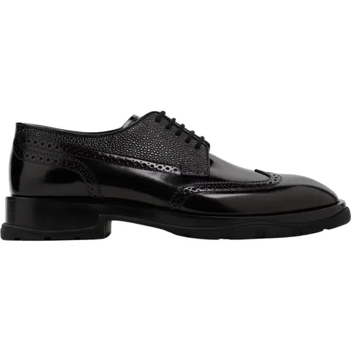 Schwarze Leder Derby Schuhe , Herren, Größe: 44 EU - alexander mcqueen - Modalova