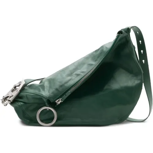 Dark Leather Suede Slouch Bag , female, Sizes: ONE SIZE - Burberry - Modalova
