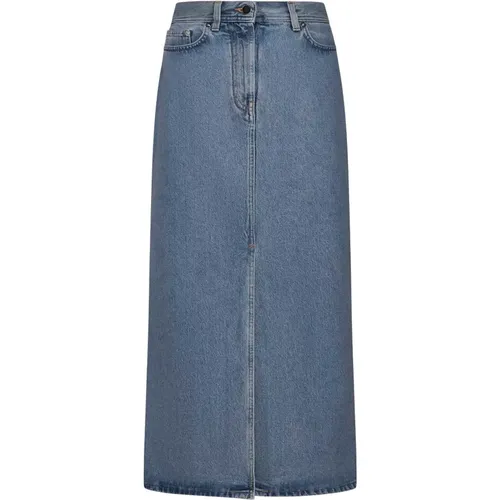 Denim Stonewashed High-Rise Skirt , female, Sizes: S - Loulou Studio - Modalova