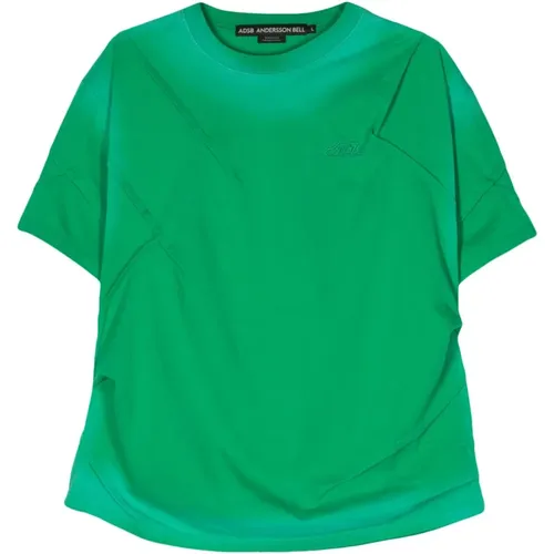 Grünes Bio-gewaschenes T-Shirt mit ADSB-Logo , Herren, Größe: M - Andersson Bell - Modalova