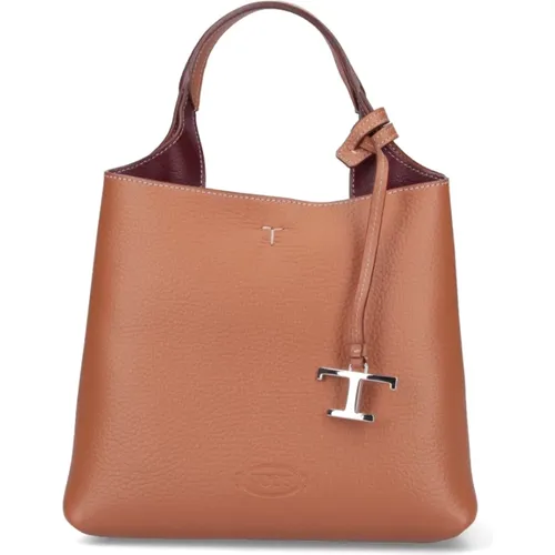 Leather Mini Shoulder Bag with Removable Strap and Metal Logo Charm , female, Sizes: ONE SIZE - TOD'S - Modalova