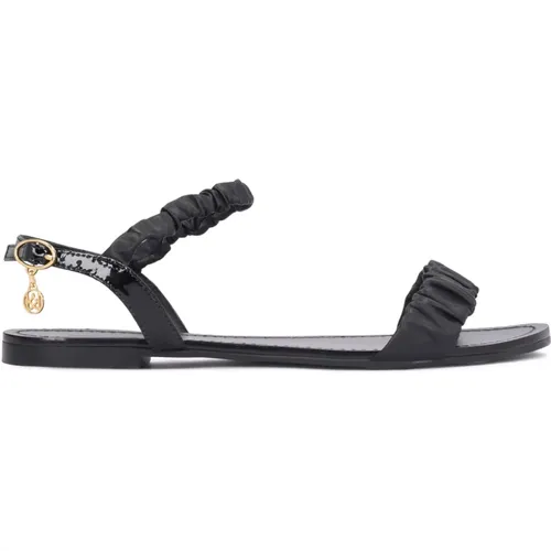 Schwarze Gerüschte Riemen Sandalen , Damen, Größe: 35 EU - Kazar - Modalova